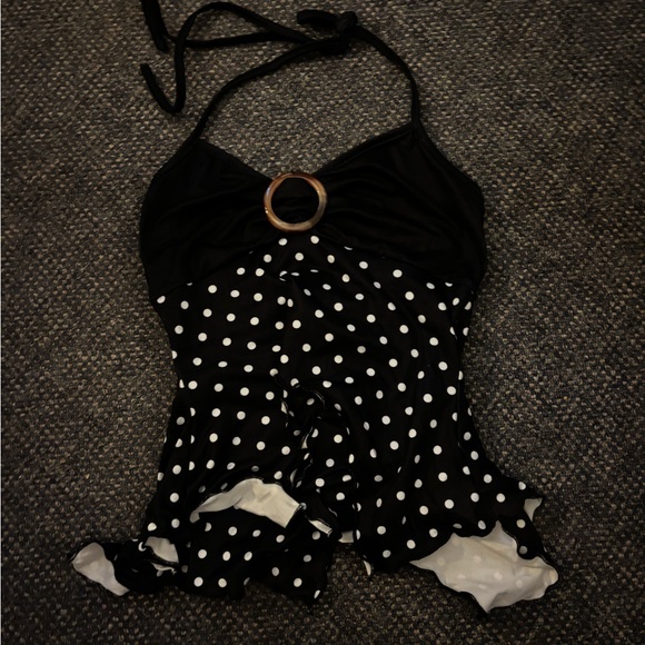 SHEIN Tops - SHEIN Black and White Polka Dot Halter Top